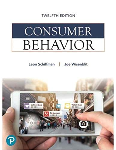 Consumer Behavior, 12E Leon G. Schiffman Joseph L. Wisenblit 2019 Test Bank
