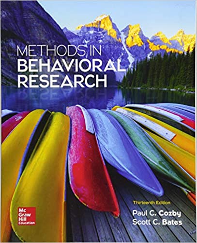 Methods in Behavioral Research, 13e Paul C. Cozby, Scott C. Bates, Test Bank
