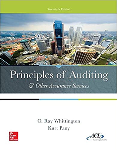 Principles of Auditing and Other Assurance Services , 20e O. Ray Whittington Kurt Pany Test Bank