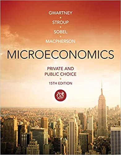 Microeconomics Private and Public Choice, 15th EditionJames D. Gwartney, Richard L. Stroup, Russell S. Sobel, David A. Macpherson Test Bank